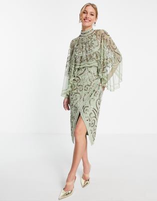 asos glitter midi dress ASOS DESIGN gathered neck midi smock dress in silver glitter