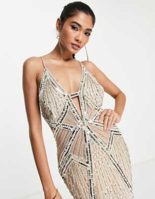 asos pearl embellished dress