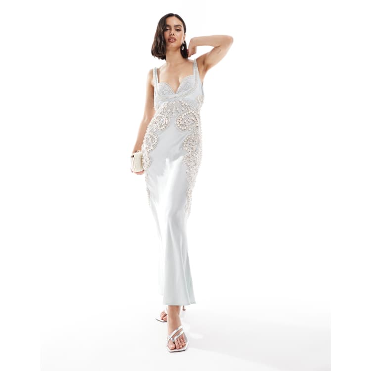auguste tiered frill midi dress white Auguste Tiered Frill Strappy Back Dress Electric Blue