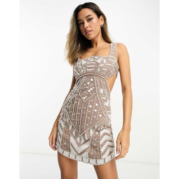 Asos edition disc and pearl mini dress best sale