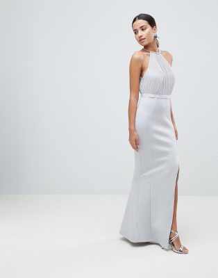 asos design halter maxi dress with split detail