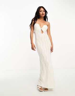 ASOS DESIGN pearl trim lace maxi dress in white - ASOS Price Checker