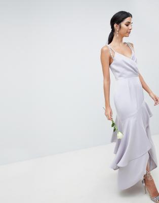 ruffle strap maxi dress