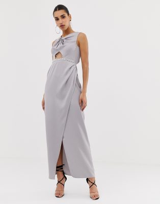 pearl trim maxi dress