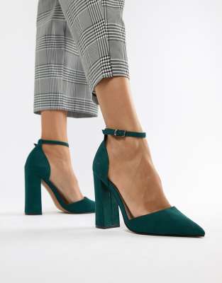 forest green block heels