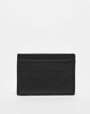 pebbled leather card holder-Black