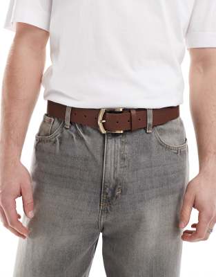 pebbled smart belt in brown