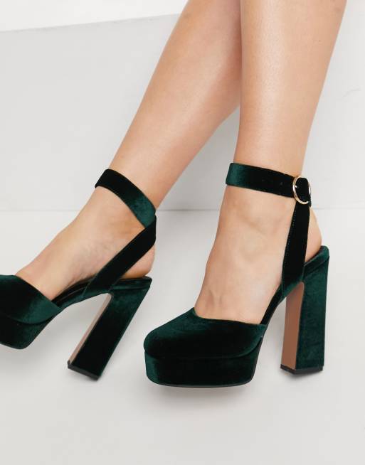ASOS DESIGN Pecan Chaussures a talon haut et plateforme Vert