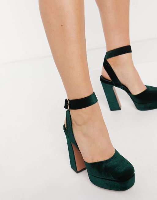 ASOS DESIGN Pecan platform high heels in green