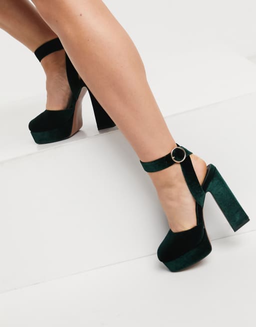 ASOS DESIGN Pecan platform high heels in green