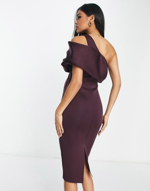 Fold-over Collar Gathered Silk Midi Dress - Ready to Wear