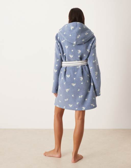 ASOS DESIGN - Peignoir court en micropolaire à petites fleurs et rayures, 3 de 4