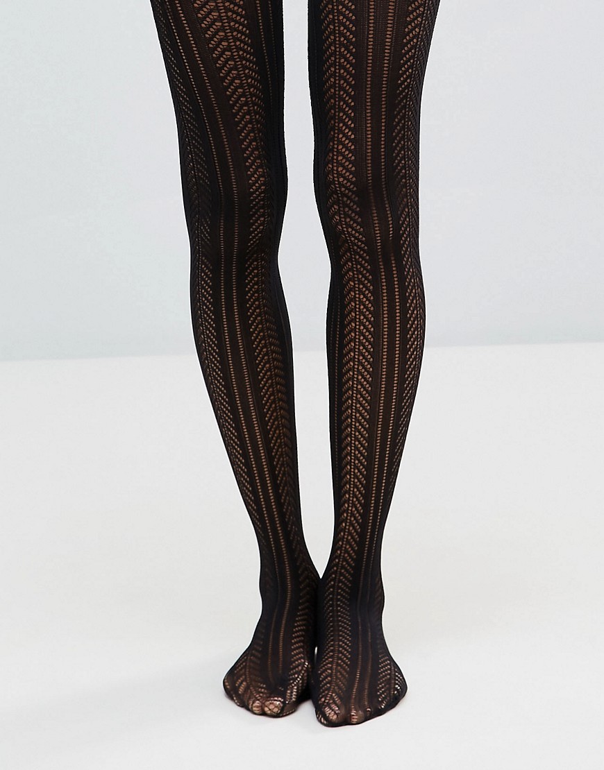 ASOS DESIGN – Pelerine – Svarta mönstrade tights