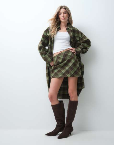 ASOS DESIGN pelmet mini skirt co-ord in green check