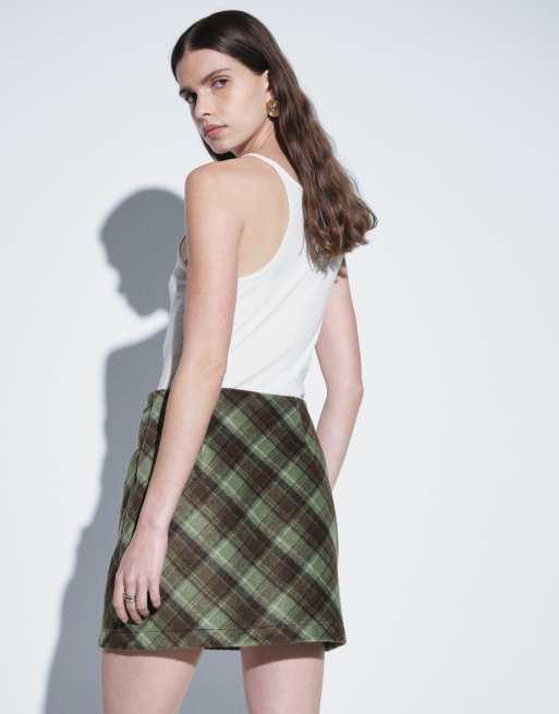 ASOS DESIGN pelmet mini skirt co-ord in green check, 3 of 5