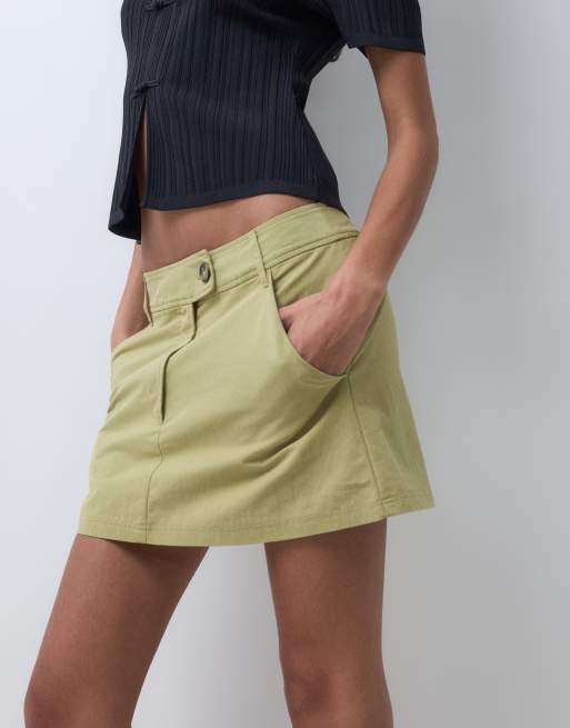 ASOS DESIGN pelmet mini skirt in lime green, 4 of 5