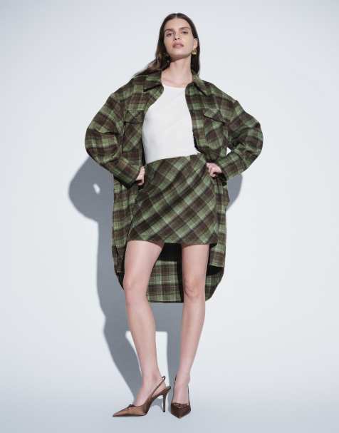 ASOS DESIGN pelmet mini skirt set in green check - view 1