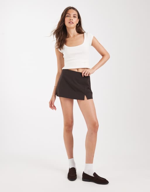 ASOS DESIGN pelmet mini skort in chocolate