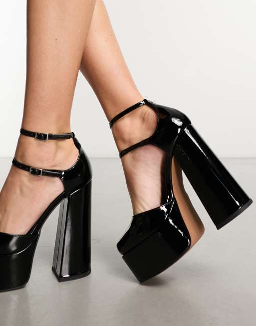 Asos black store platform heels