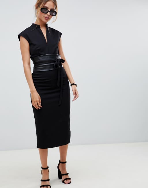 Leather 2025 belt dress