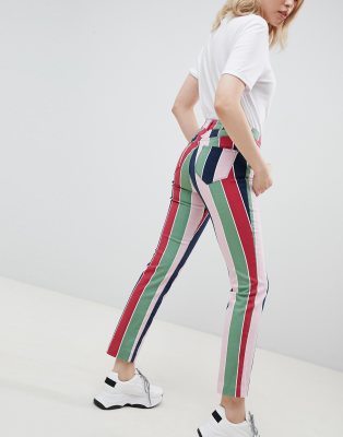 jeans with colored stripes