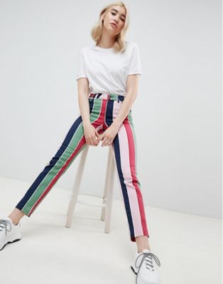 striped colored jeans