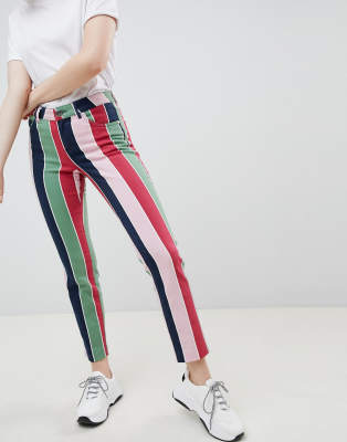 colourful striped jeans