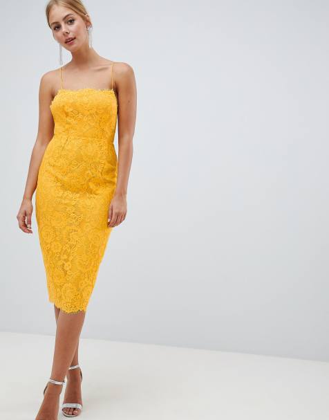 ASOS DESIGN - pencilkjole med firkantet hals og blonder - view 1
