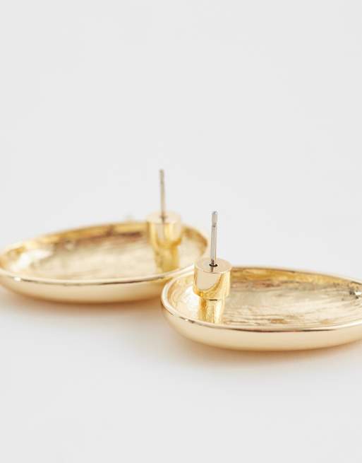 ASOS DESIGN pendant earrings with brown tortoise print in gold tone, 4 of 4