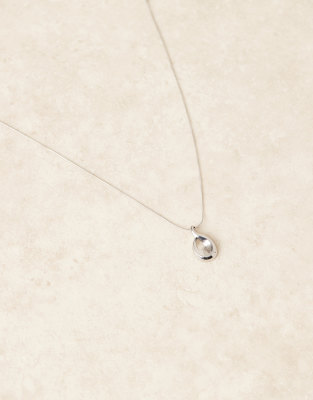 Asos Design Pendant Necklace With Molten Drop Detail In Silver