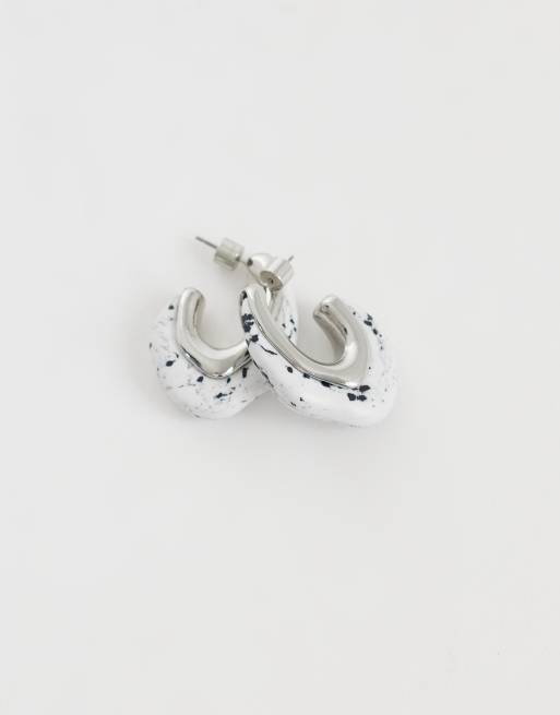 ASOS DESIGN - Pendientes de aro pequeños con jaspe dálmata, 3 de 4