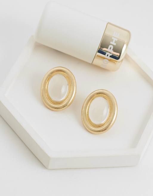 ASOS DESIGN - Pendientes de botón dorado cepillado con piedra transparente, 3 de 5