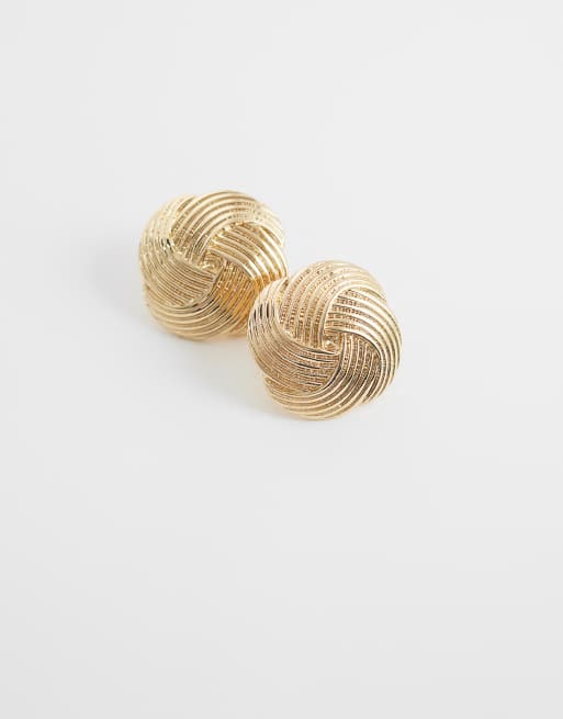 ASOS DESIGN - Pendientes de botón dorados con diseño de ondas, 4 de 4