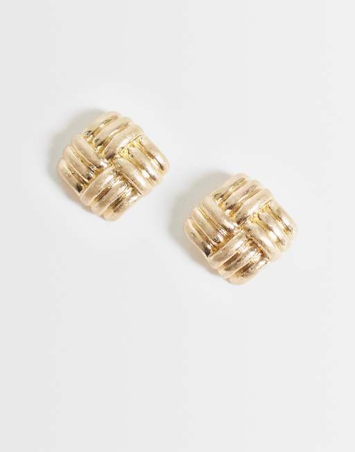 ASOS DESIGN - Pendientes de botón dorados con diseño de ondas, 3 de 4