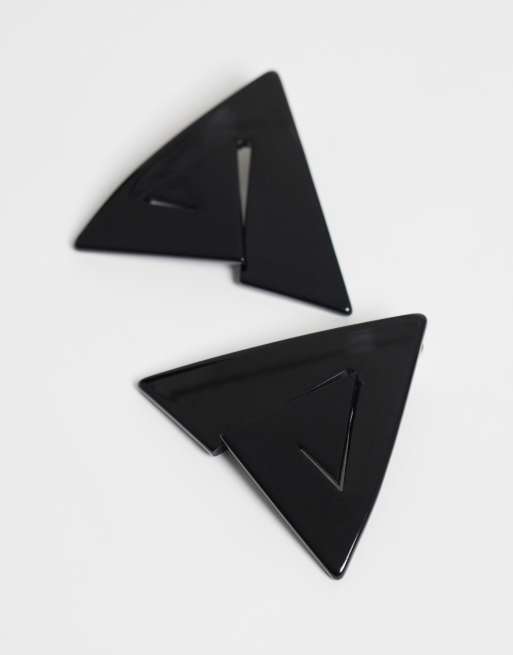ASOS DESIGN - Pendientes de botón grandes negros con diseño geométrico, 4 de 4