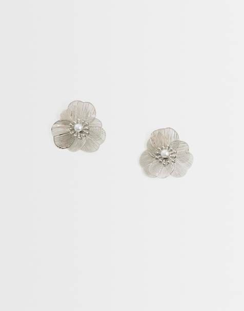 ASOS DESIGN - Pendientes de botón pequeños con diseño floral de alambre - view 1