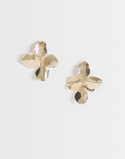 ASOS DESIGN - Pendientes de botón pequeños dorados con forma de flor - view 1