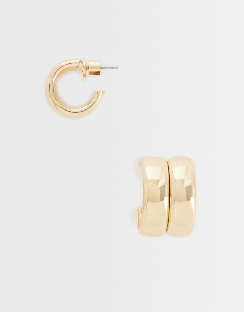 ASOS DESIGN - pendientes de doble aro en tono dorado - view 1
