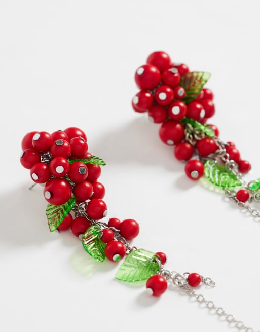 ASOS DESIGN - Pendientes rojos con cuentas en cascada y diseño de hojas, 4 de 4