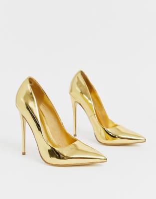 gold court shoes asos