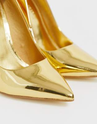 gold court shoes asos
