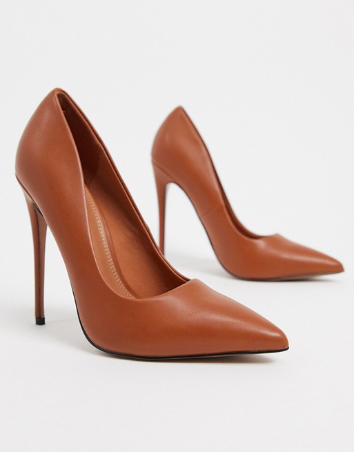 ASOS DESIGN Penelope stiletto court shoes in tan