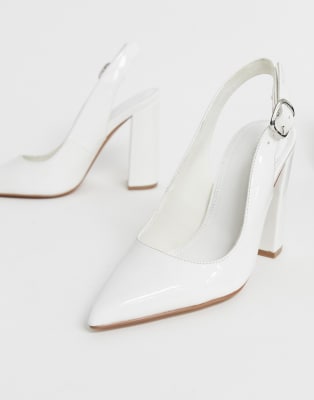 scarpe bianche tacco largo