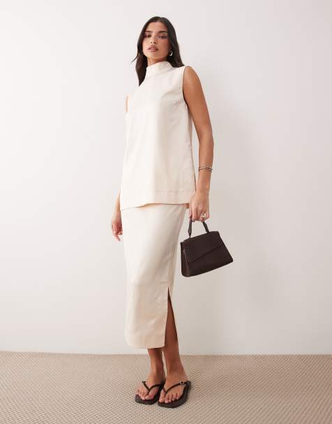ASOS DESIGN – Pennkjol i satin och midilängd, del av set - view 1