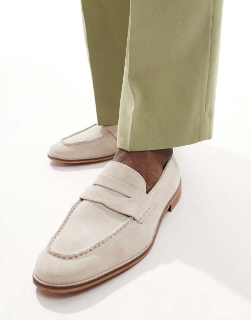 ASOS DESIGN Penny Loafer aus Wildleder in Steinbeige ASOS