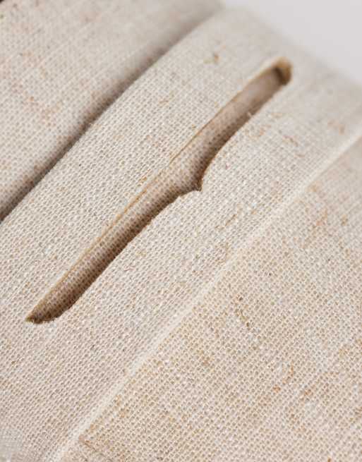 ASOS DESIGN penny loafer espadrilles in beige linen look, 3 of 4