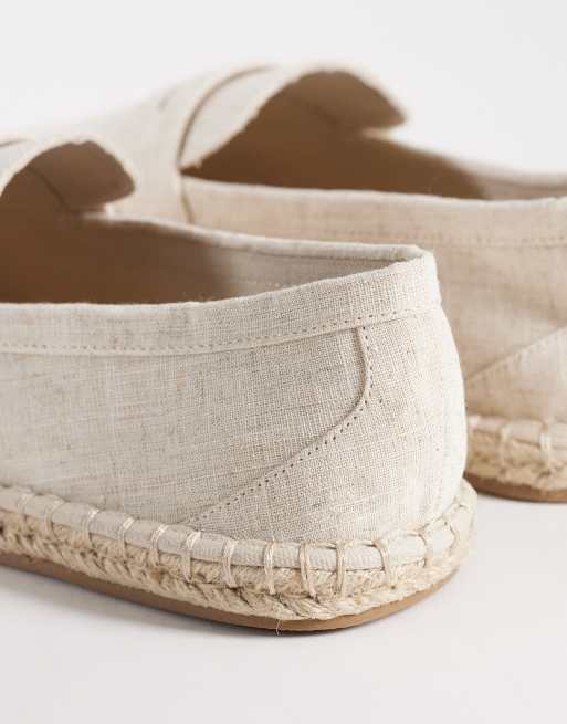 ASOS DESIGN penny loafer espadrilles in beige linen, 4 of 4