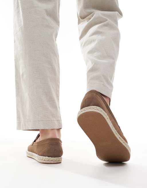 ASOS DESIGN penny loafer espadrilles in brown suede