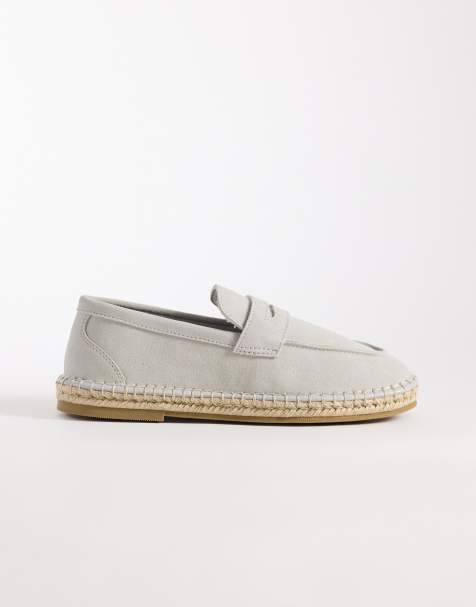 ASOS DESIGN penny loafer espadrilles in gray suede - view 1