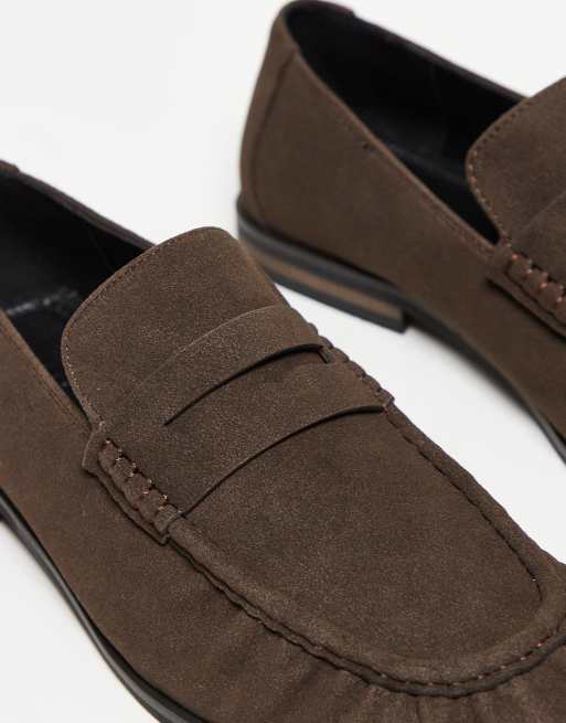 ASOS DESIGN – Penny-Loafer in Braun mit Raffung, 2 von 3